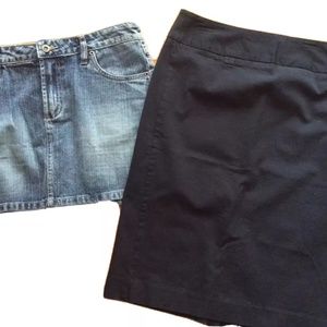 Y2K NWOT LOT 2 WOMENS SKIRTS JEAN &  BLACK PENCIL SKIRT MERONA SQUEEZE SZ 8 & 9
